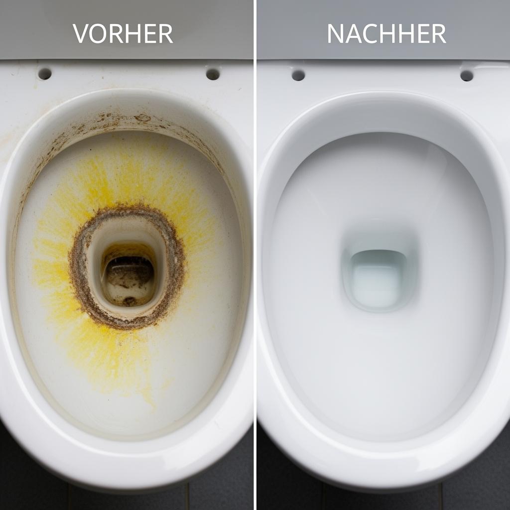 Vorher/Nachher Vergleich der Toilettenschüssel